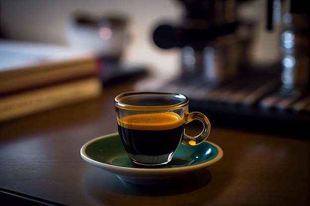 Coffee cup on the table in coffee shop stock photogenerative ai