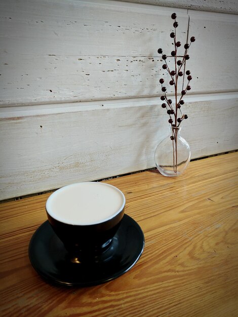 Coffee cup on table