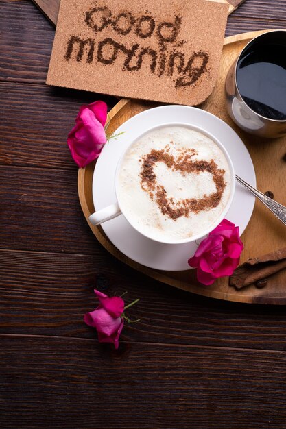 Coffee cup on table