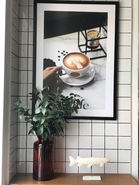 Photo coffee cup on table