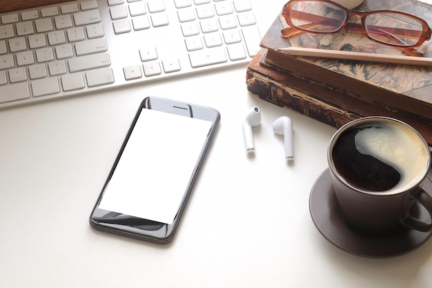 Photo coffee cup on table