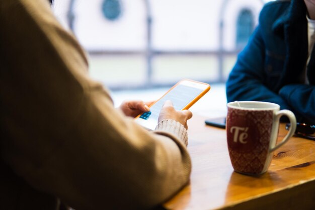 Photo coffee cup on table