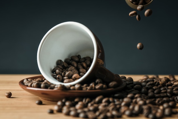 Coffee cup with beans