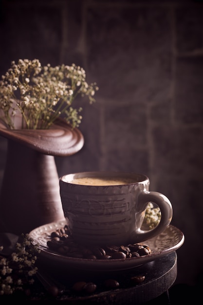 Coffee cup with beans