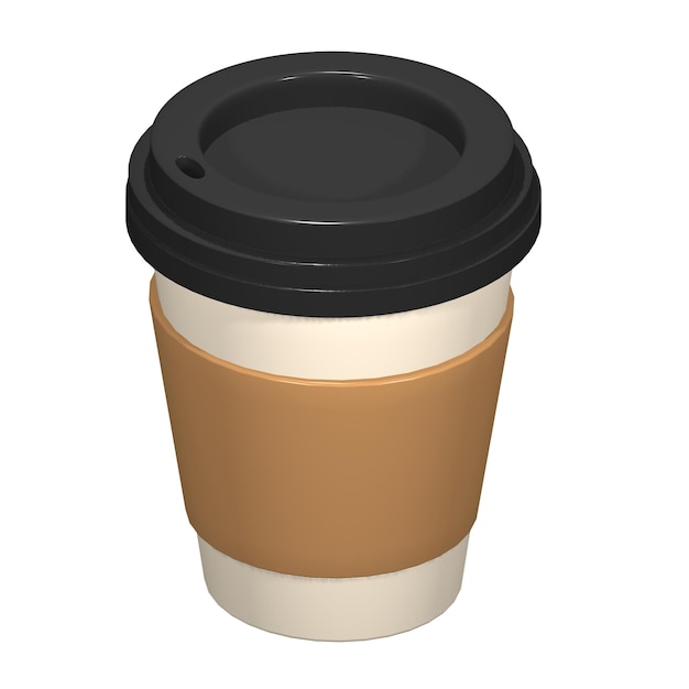 A coffee cup with a black lid and a black lid.