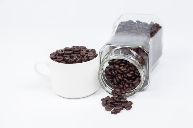 Coffee cup with coffee beans