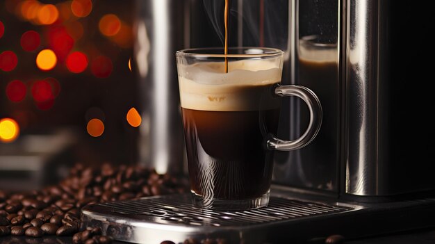 a coffee cup with coffee being poured into it