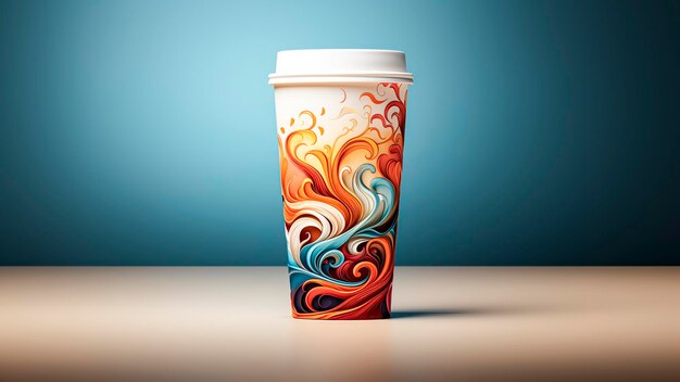 Coffee cup with colorful abstract pattern