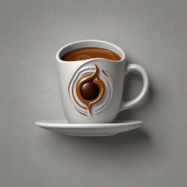 a coffee cup with a design on the side of it