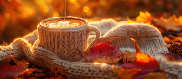 写真 coffee cup with heart design