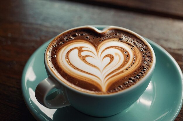 coffee cup with a heartshaped foam