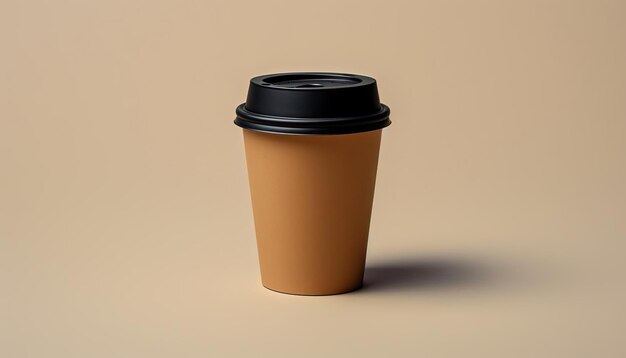 白い背景の横に蓋が付いたコーヒー カップ