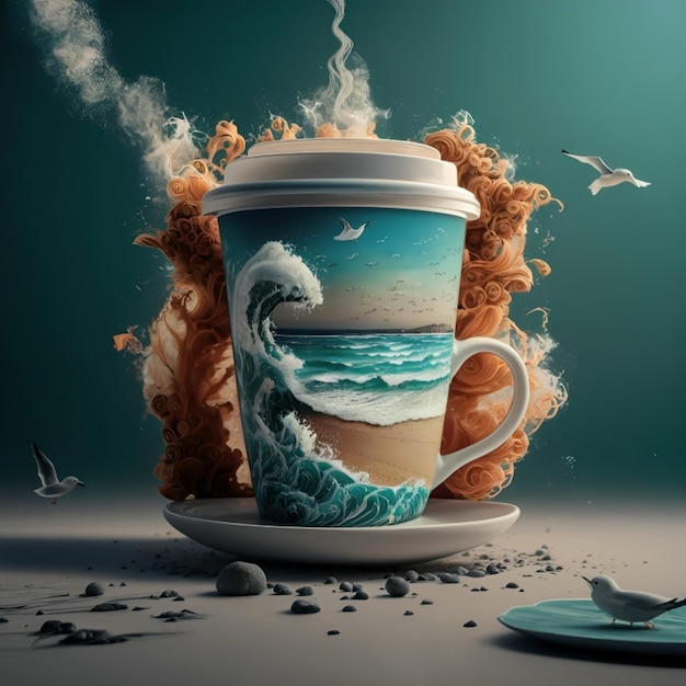 Foto una tazza di caffè con un dipinto sopra