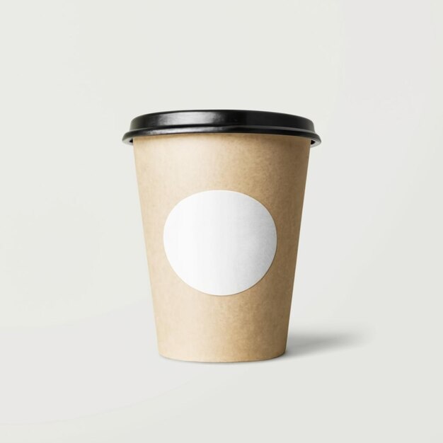 Photo coffee cup with paper on white