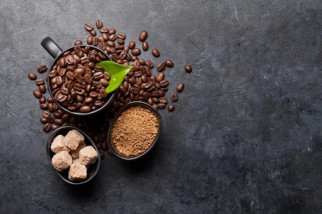 Coffee cup with roasted beans