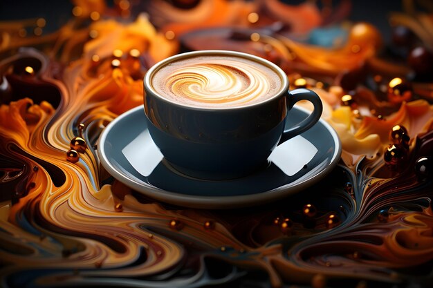 A coffee cup with a swirl of coffee