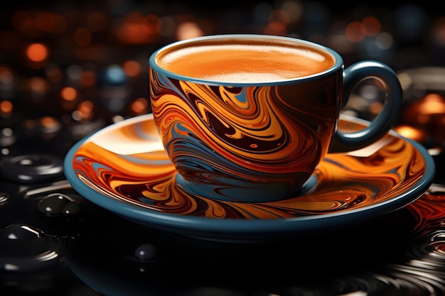 A coffee cup with a swirl of coffee