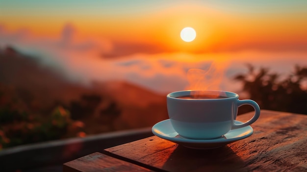 Foto tazza di caffè sulla tavola di legno