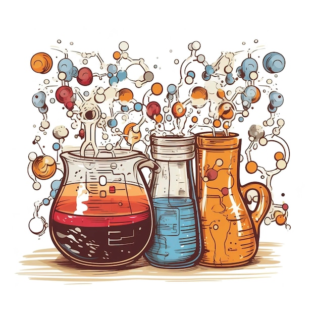 Coffee cups and chemical formulas for a fun sciencemeetscoffee design