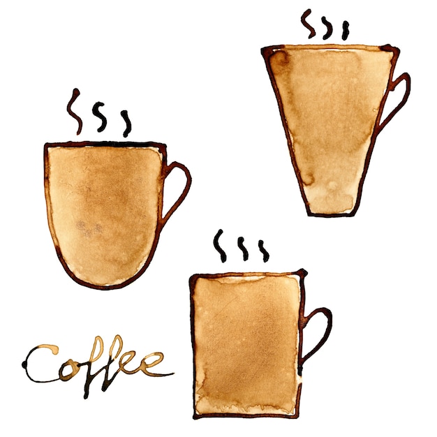 写真 本物のコーヒーで描かれたコーヒーカップ
