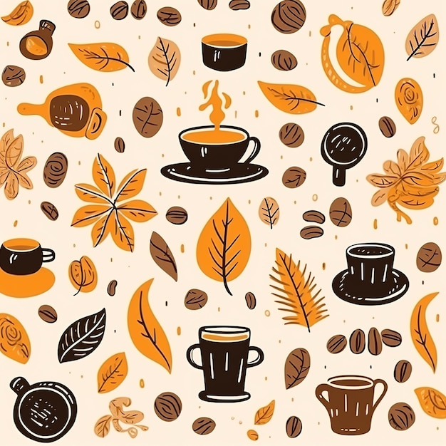 Photo coffee cups pattern