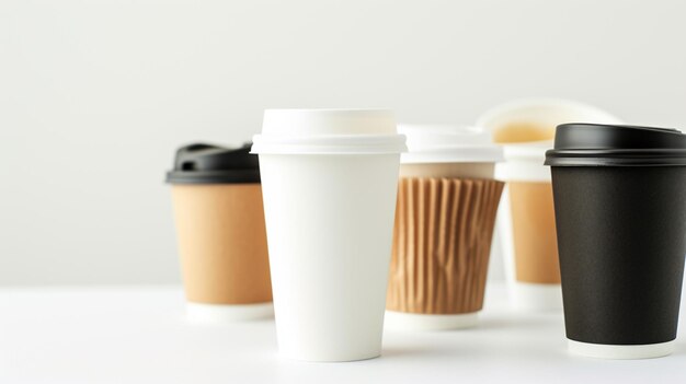 coffee cups on white background Generative Ai