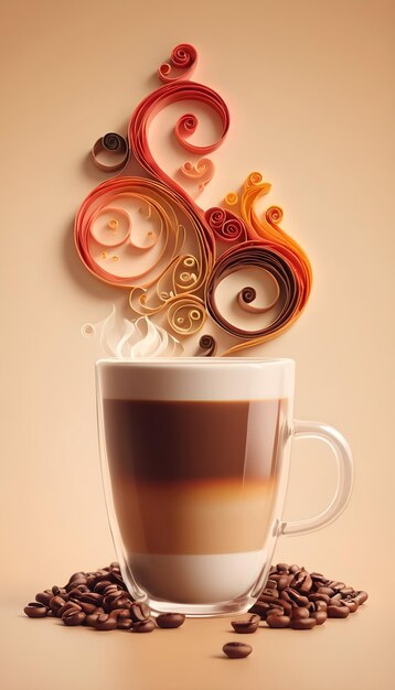 Photo coffee day quilling