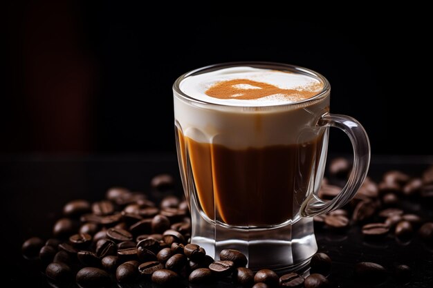 Coffee Delights CloseUp Views of a cup of Rich Espresso Crema espresso coffee against background