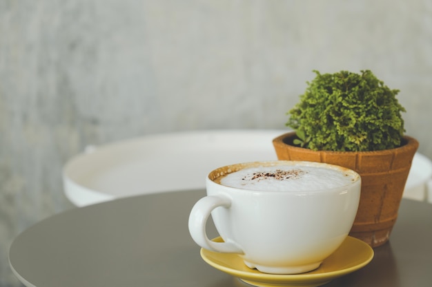 Coffee on the desk, copy space background