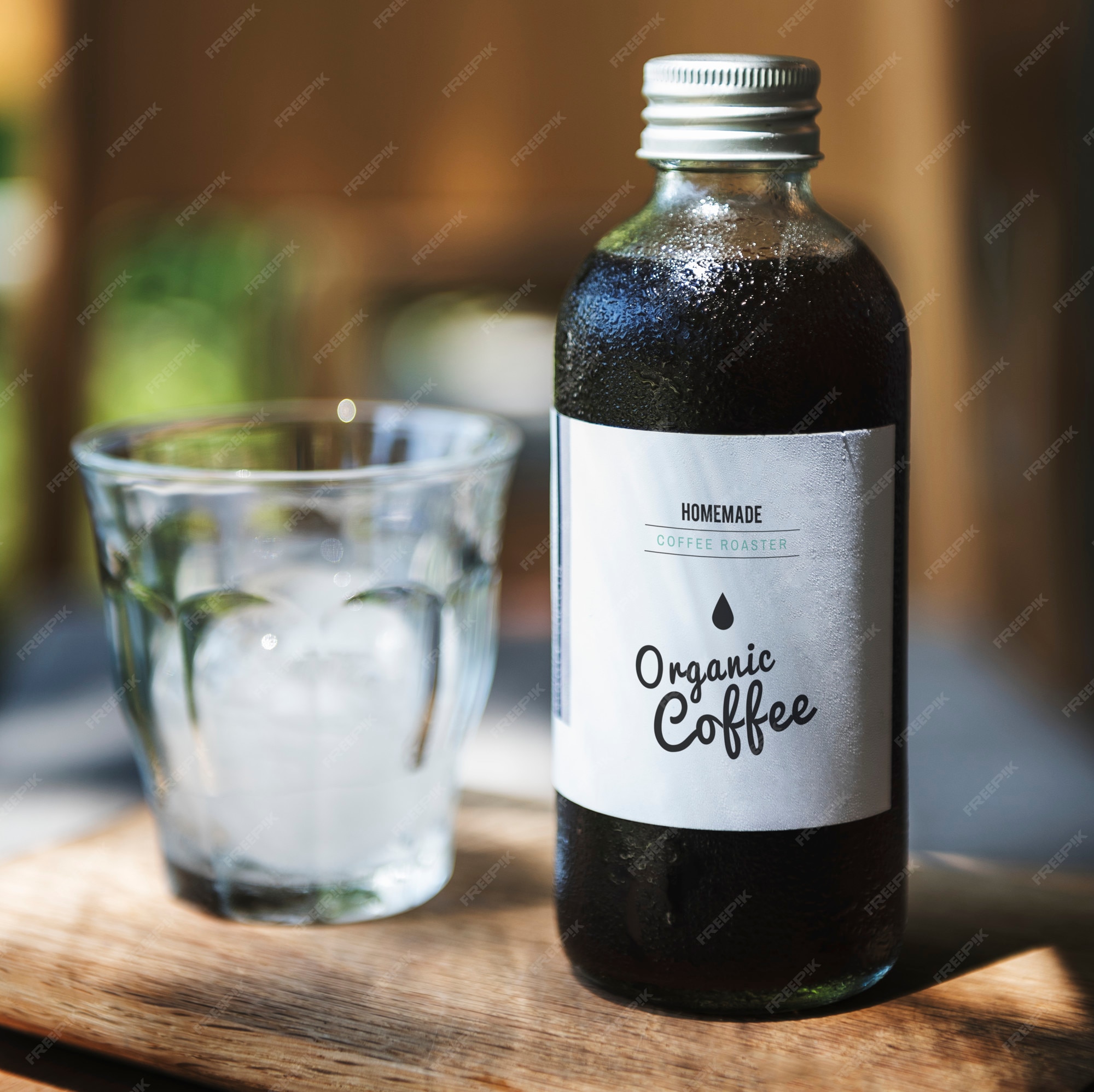 Premium Photo Coffee drink glass bottle