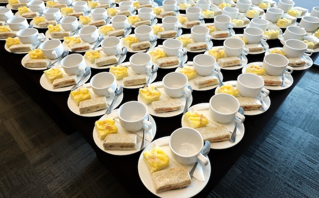 Coffee drinks catering, Hot Coffee Served with Bread,Coffee break at conference meeting fo