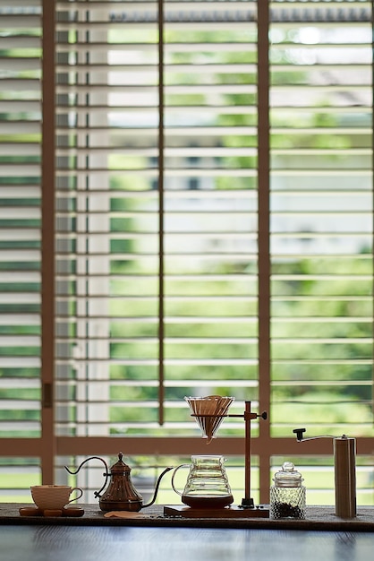 Coffee drip set on the table