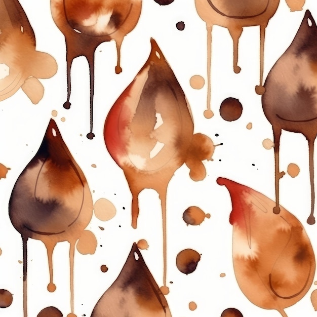 Coffee drips watercolor pattern AI generated