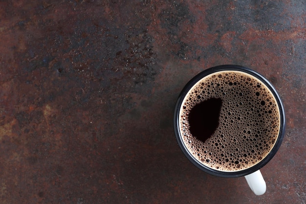 Coffee in an enamel mug