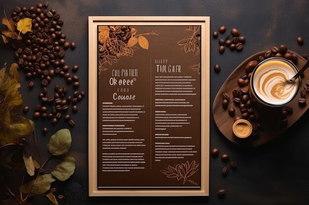 Photo coffee enthusiast's dream aesthetic mock up menu with acrylic frame ar 32