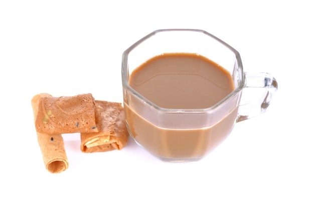 Coffee in a glass on a white surface