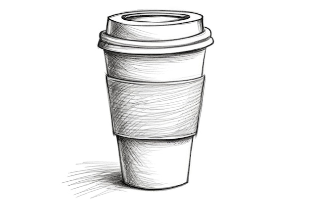 Coffee to go cup pencil drawing sketch Generative AI