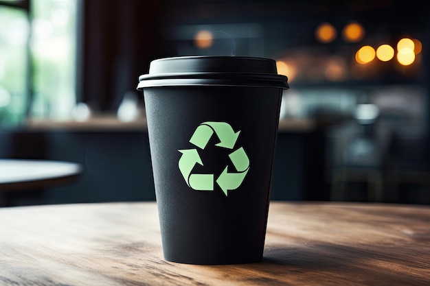 Coffee to go cup with recycle symbol Generative AI