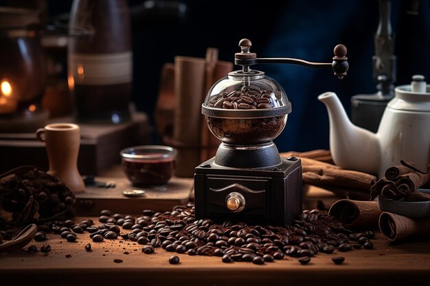 Coffee Grinder and Beans