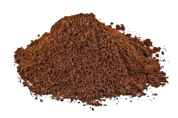 Coffee ground on white background