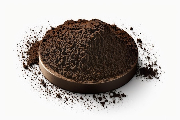 Coffee grounds on a white background