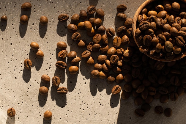 Coffee on grunge wooden background.