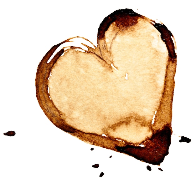 Coffee heart. Stain isolated on the white background