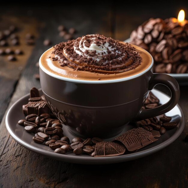 커피와 핫 초콜릿은 풍부한 지구 색조와 대담한 패턴으로