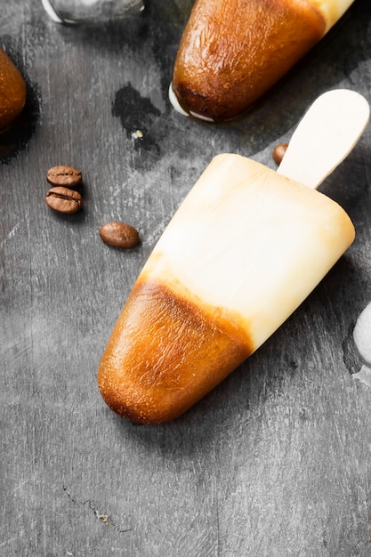 Coffee ice cream popsicles 