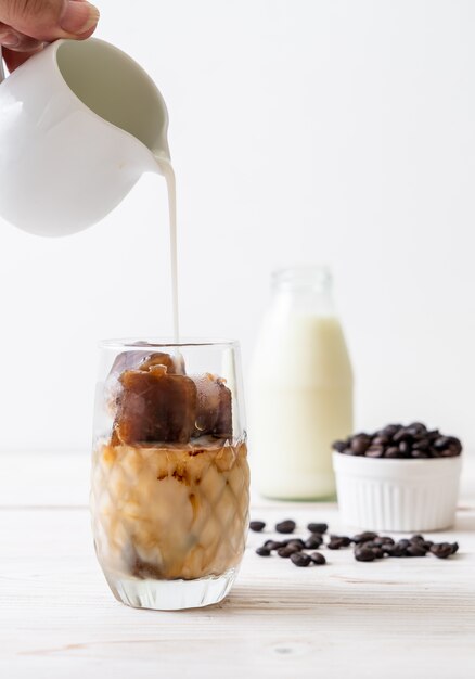 coffee ice cubes with milk