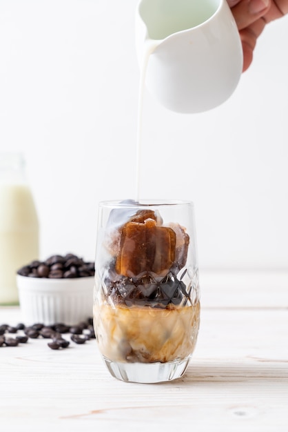 coffee ice cubes with milk