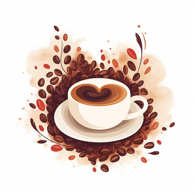 Photo coffee illustration white background