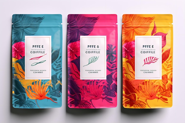 Photo coffee label collection artful designs for your brew