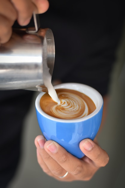 coffee latte art in cafe